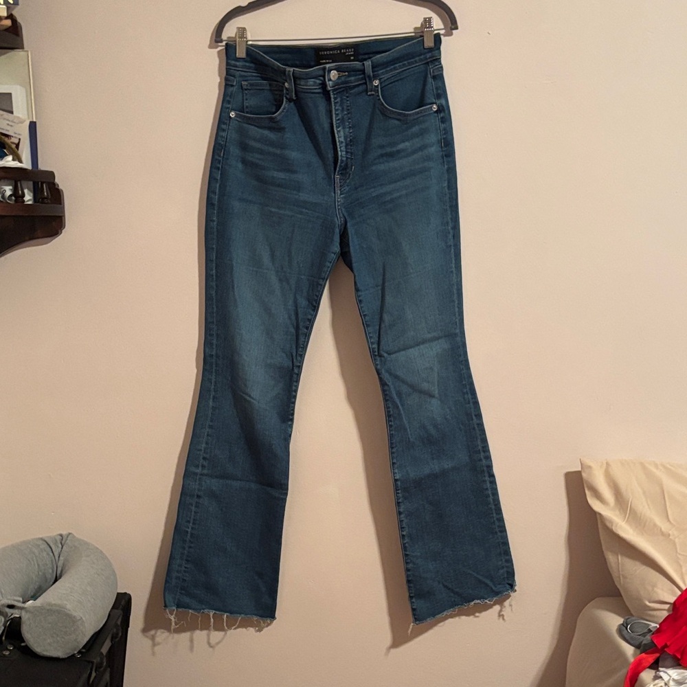 Veronica Beard Dark Blue Wide-Leg Flare Jeans